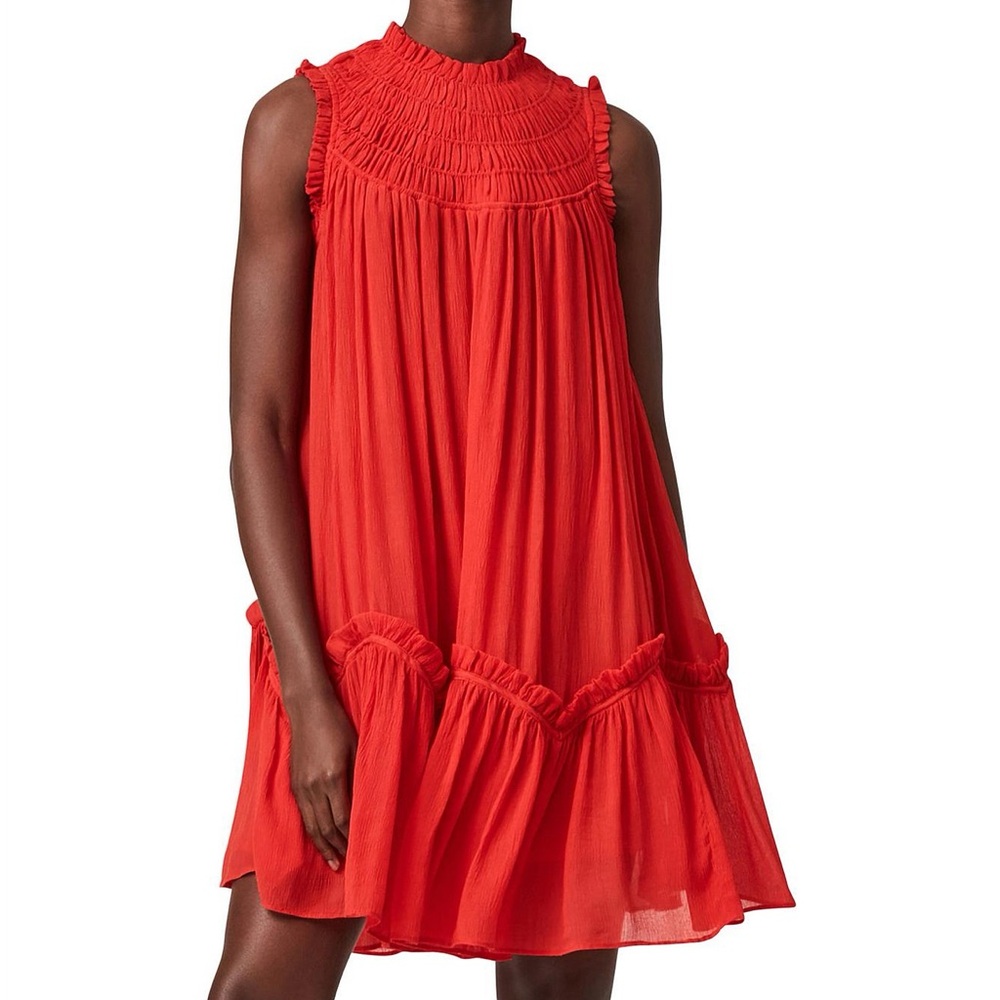 All Saints Red Short Sleeveless Aria Dress Size 0
